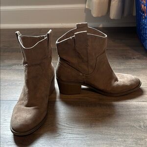 Target Brown Ankle Boots with Western Style and Stacked Heel